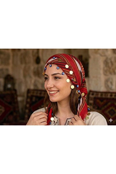 ASYA PAZARLAMA Karadeniz Bandana, Bol Liralı Nazar Boncuklu Üçgen Keşan, Fula...