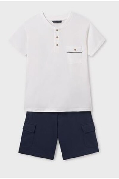MAYORAL Men's Youth 6676 Henley 2-Piece Bermuda Set Gkm0342