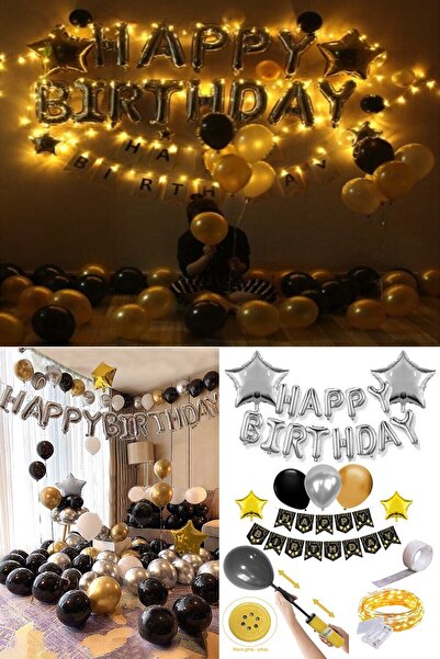Parti dolabı Yetişkin Doğum Günü Işıklı Led Balon Süsleme Parti Dekor Banner Pompa Sevgili Arkadaş Parti Süsleri