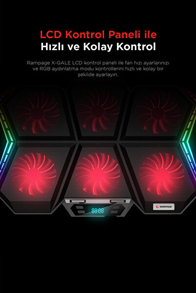 Rampage Ad-rx44 X-gale 6 Fanlı Rgb 7 Kademeli Lcd Göstergeli Notebook Soğutucu Stand