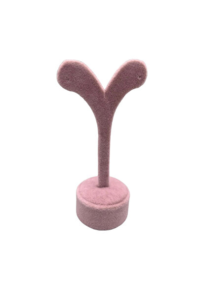 MeGass Dekor Domestic Production Suede Fabric Pink Color 12 Cm Earring Displa...