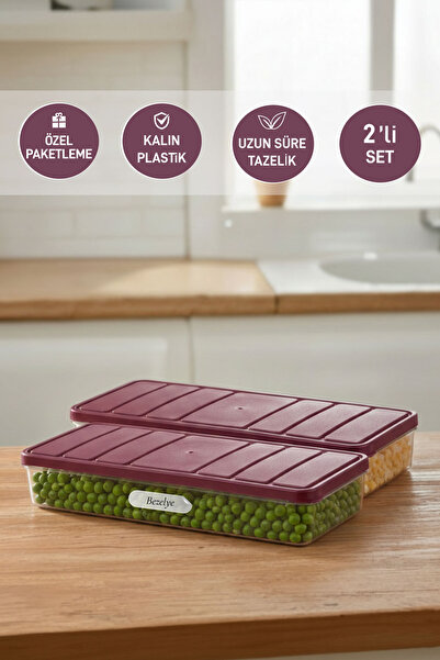 SELKA HOME 2 Pieces 1 Liter Nora Organizer Refrigerator Freezer Organizer Sto...