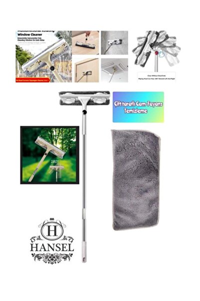 Hansel Paslanmaz Çelik Uzun Saplı Temizleme Fırçası Pencere Temizleyici Cam -...