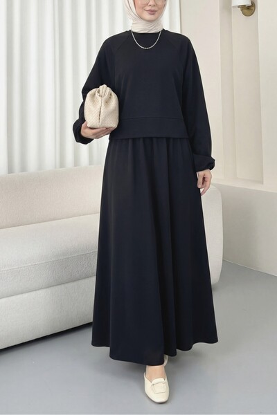 Modamorfo Σετ με στρογγυλή λαιμόκοψη, μανίκι νυχτερίδα και ελαστική φούστα - ...