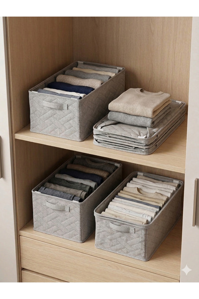 SER&YAT Οργανωτής ραφιών 25 cm - Γκρι ύφασμα Tela |   4 Τεμάχια |   Αναδιπλού...