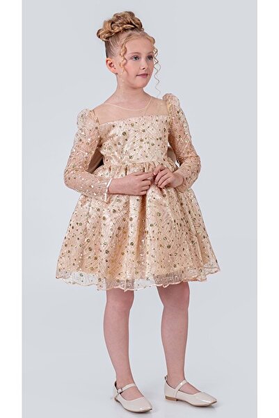 Mnk Baby&Kids Ruche Lipa Kız Çocuk Abiye M00783 PUDRA