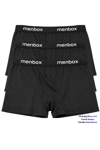 MENBOX Men's 3-Piece Lycra Basic Flat Flexible Fit Boxer Set