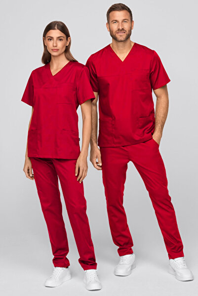 Runsales Κόκκινο Σετ Premium Scrubs - Υψηλής ποιότητας ύφασμα για στολή νοσοκ...