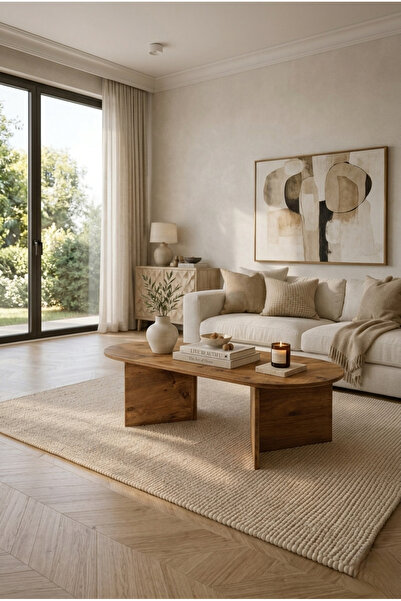 tridihome Modern Oval Orta Sehpa Minimal Ahşap Salon Sehpası Şık Tasarım