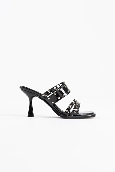 HERA SHOES Γυναικείες Μαύρες Ψηλοτάκουνες Παντόφλες TR02MY03A