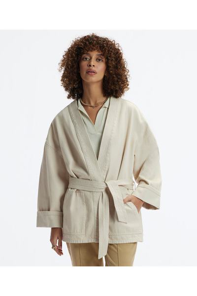 Yargıcı Kemer Detaylı Non Denim Pardösü
