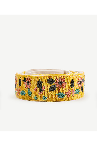 Yargıcı Çiçek Desenli Elastik Boncuk Kemer