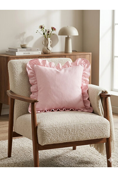 Angels' Collection Ruffled Throw Pillow Cover Has Liquid Repellent Property