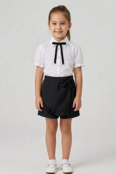 zubi kids Black Shorts Skirt with Ribbons (Ages 5-14)