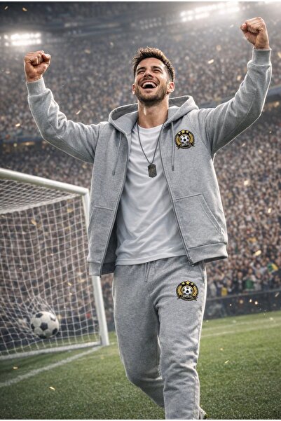 HerTarzınTrendi Σετ φόρμας με κουκούλα με σχέδιο ποδοσφαίρου