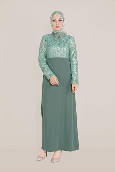 Alvina فستان منقوش برقبة على شكل زهرة 40598-1