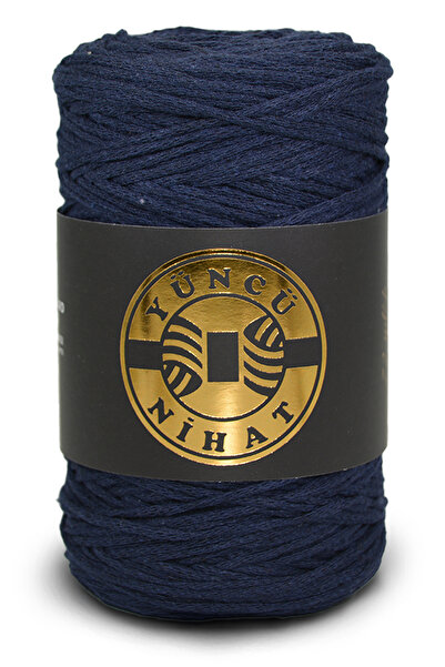 Yüncü Nihat ΣΚΟΥΡΟ ΜΠΛΕ 200gr 200mt - Βαμβακερή τσάντα αλυσίδας μακραμέ, Supl...