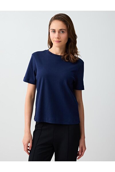 Jimmy Key Μπλουζάκι με κοντό μανίκι από 100% βαμβακερό Navy Blue