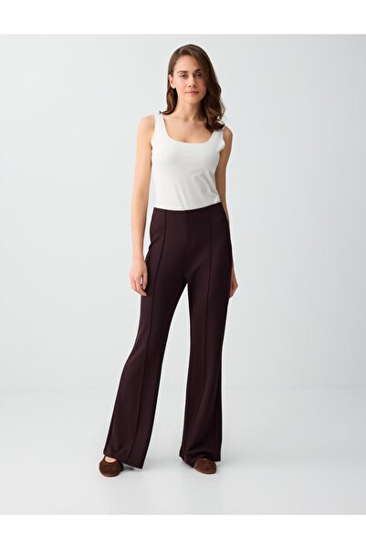 Bitter Brown High Waist Wide Leg Modal Knitted Jogger Pants