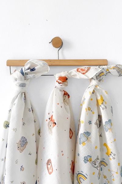 COOLMINIES Çok Amaçlı Müslin Örtü 3’lü Set, Müslin Yenidoğan Bebek Battaniyes...