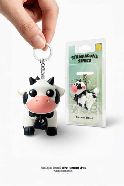 Xtoys Sevimli İnek Anahtarlık Hareketli Çanta Charmı ve Kadın Aksesuarı | Moomoo