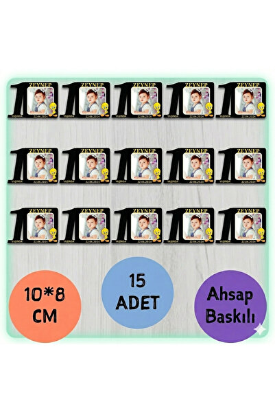 wonderlike Resimli Ahşap Magnet 15 Adet