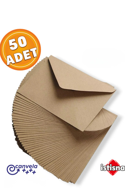 İstisna 50 Adet 13*18 Kahverengi Çaycuma Kraft Zarf Düğün Davetiye Lüks Tebri...