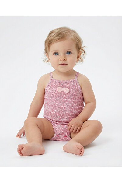 Bibaby Pink Flowers Jakarlı Bebek Badi - Pembe