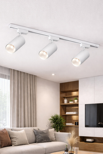 Hero Led 3 Adet 30w Led Ray Spot Lamba 1 Metre Raylı Mağaza Ve Vitrin Armatür...