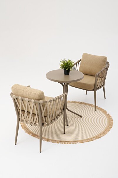 Divona Home Rapunzel Bahçe Balkon Bistro Set CAPPUCİNO