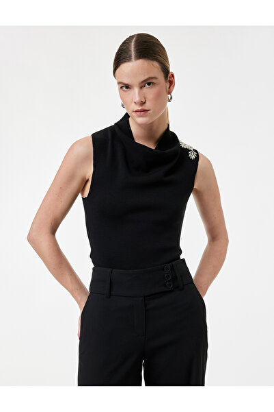 Koton Αμάνικη μπλούζα Degaje ψηλός λαιμός Stone Knitwear