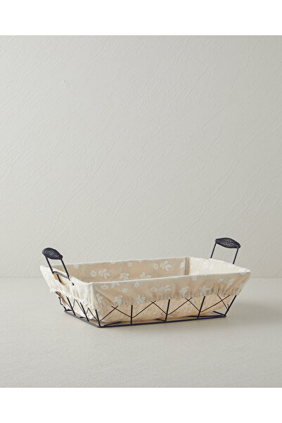 English Home Woven Metal Ekmek Sepeti 26x19x7,5 Cm Krem