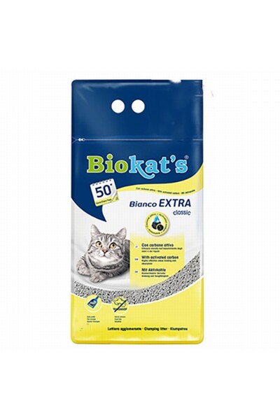 Biokats Bianco Extra Bentonit Topaklanan Kedi Kumu 10 Lt
