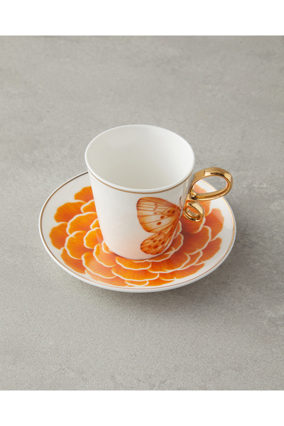 English Home Butterfly Rose New Bone China 12 Parça 6 Kişilik Kahve Fincan Takımı 90 ml Renkli