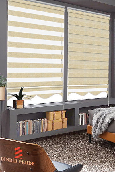 Cream Grizzled Sliced Bamboo Zebra Curtain