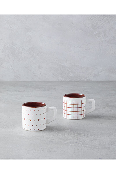 English Home Remixy Seramik 2'li Kahve Fincan Takımı 110 ml Bordo