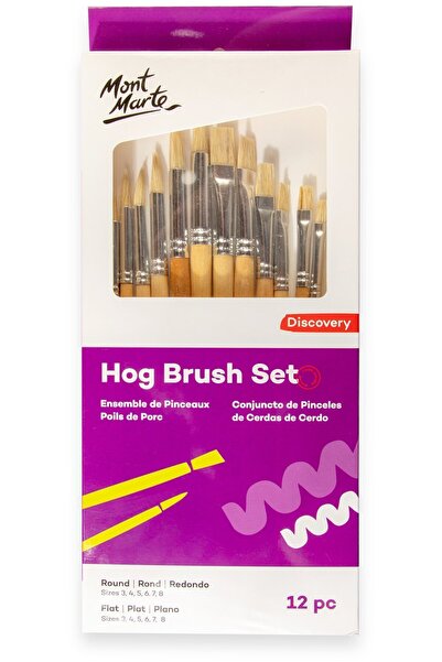 Mont Marte Σετ στρογγυλής και επίπεδης βούρτσας - 12 τμχ MM Pig Hair Discovery