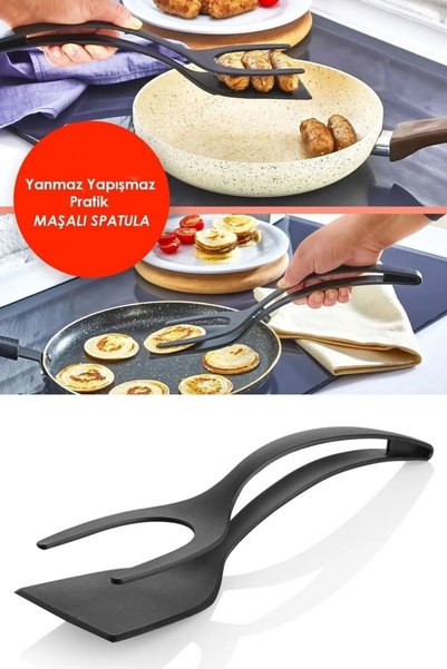 Orvila Fireproof Non-Stick 220 Degree Resistant Spatula with Teflon Tongs - Spatula Serving Ladle