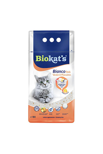 Biokats Bianco Vanilya Mandalina Bentonit Topaklanan Kedi Kumu 2x10 Lt