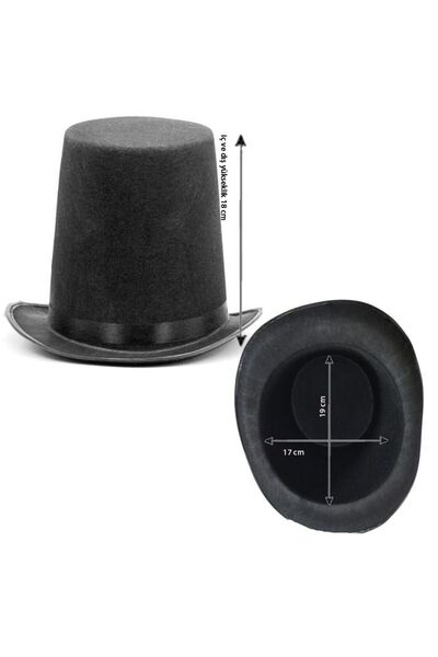 partidolu Halloween Keçe Kumaş Siyah Renk Melon Sihirbaz Şapkası Şeritli Yeti...