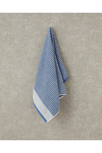 English Home Ornate Stripe Pamuklu İpliği Boyalı Yüz Havlusu Ekru - Mavi