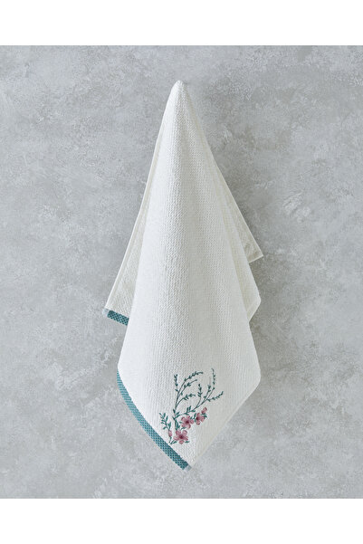 English Home Flower Creeper Pamuklu Nakışlı Yüz Havlusu 50x80 cm Ekru