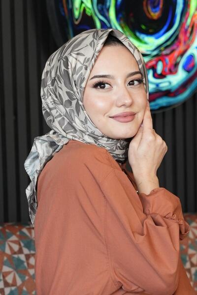 AFVENTE Floral Desen Bej Soft Pamuk Eşarp