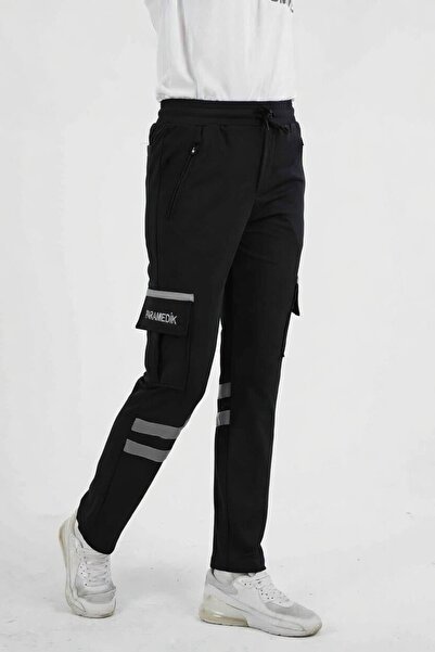 4 Mevsim Paramedik Siyah Likralı Eşofman Pantolon (Unisex)