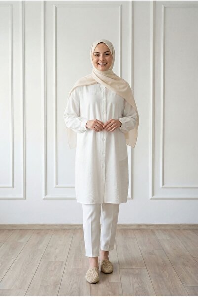 BENAHOLL Μακρύ πουκάμισο φράουλα με κορδόνια Marira-PE262 Λευκό