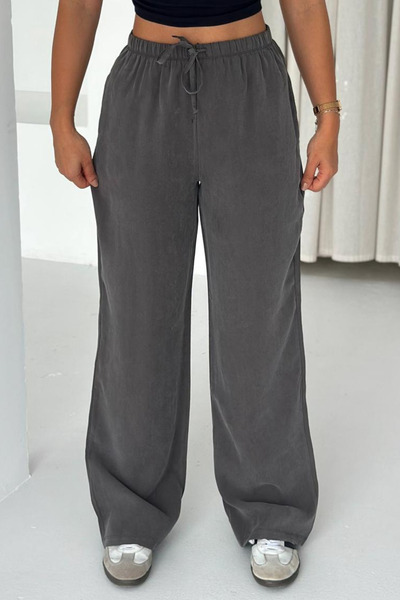 Feela Moda 2008 Pantaloni Palazzo pentru femei, cu șireturi, cu talie elastic...