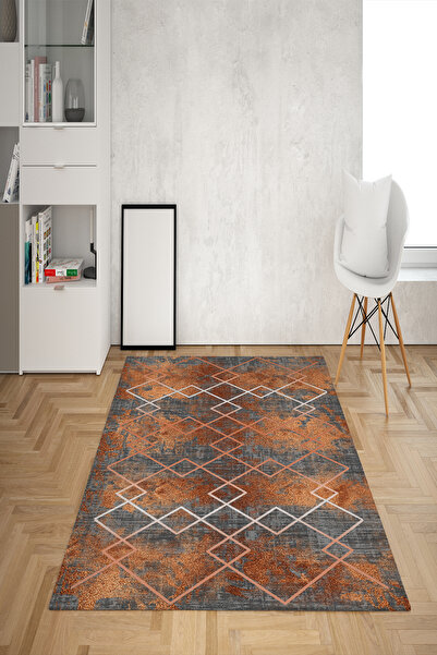 Yürük Home SOFTTEC YUMUŞAK DOKULU Dijital Baskılı TUVAL MODELİ LASTİKLİ HALI ...