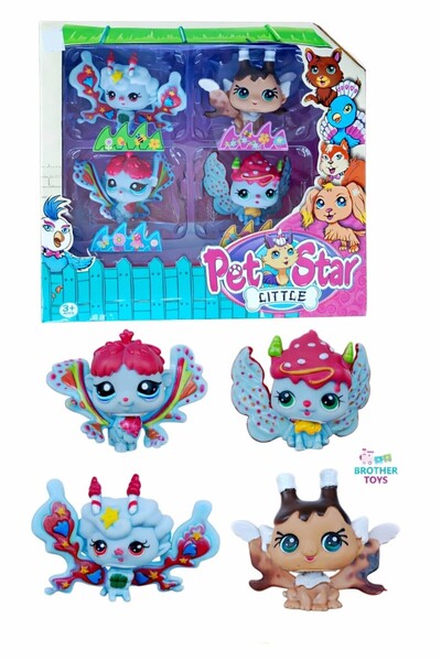 Brother Toys 4'lü Neşeli Miniş Pet Star Littlest Pet Shop Benzeri Minişler Öz...