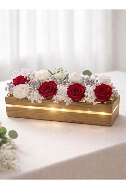 PAKETA BOHEM MASA DEKORU YAPAY ÇİÇEK ARAJMANI LED IŞIKLI