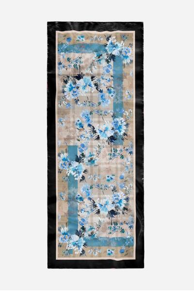 AFVENTE Μοτίβο Νερόλουλου Μπλε Μαλακό Σάλι Βαμβάκι